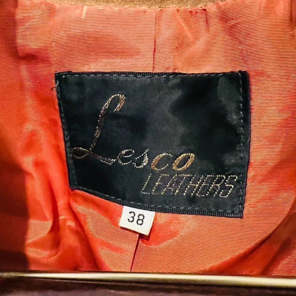 Lesco Leather Vintage 1970s Western Suede Fringe Biker Distressed Jacket Rancher